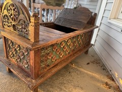 Antique Indian Dowry credenza/cabinet/chest/ Bed / Bench Primitive Carved Paint