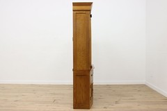 Arts & Crafts Antique Oak Display Bar Cabinet Leaded Glass #56542