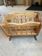 Mid Century Solid Oak Magazine Racked Great Condition Wood Double Sided