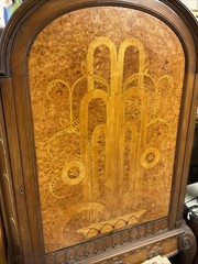 Vintage 1930’s Art Deco Burled Walnut Inlayed and Carved China Cabinet