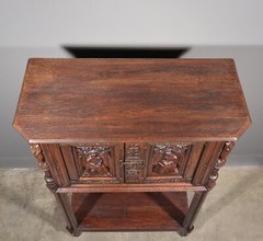 Antique French Gothic Revival Cabinet Highly Carved in Oak Wood w/Figures