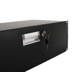 19″ 4U Steel Plate DJ Drawer Cabinet with Keys Black, USA Warehouse, in stock