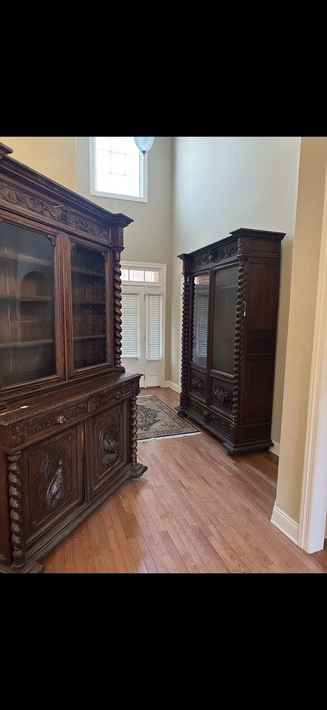 🏰 Antique French Carved Oak Cabinets – Matching Pair – Renaissance Rev Style 🪵