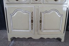 Vintage Country French Provincial Oak Buffet Deux Corps China Display Cabinet