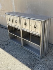 Antique Art Deco Steel Metal Dual Sided Dental Medical Cabinets Bar – a Pair
