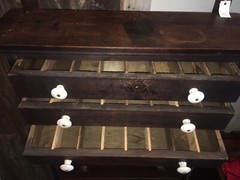 Antique 6 Drawer Wood Cabinet Porcelain Knobs 30×21-1/2×6-1/2