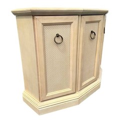 Vintage Entry Cabinet with Faux Rattan Wicker 36x14x29 – Hollywood Regency Coas