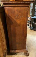 19th c Large Italian Baroque Style Two Door Carved Oak Cabinet with Paw Feet