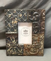 VTG Decorative 4×6 Tin Ceiling 3″ Patchwork Metal Picture Frame Old 1180-25B