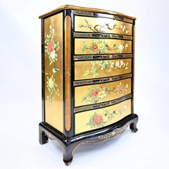 Chinese hand-painted 5-drawer cabinet | USED & VINTAGE | Gold Leaf oriental desi