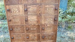 Rare Antique Oak Post Office 33 Door File Cabinet Apothecary Card Catalog Sorter