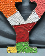 Decorative Salvaged Tin Ceiling 12″ Patchwork Mix Color Letter Y Metal 360-25B