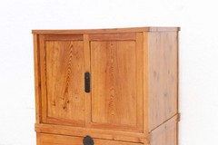 Antique Two-Part Tall Japanese Tansu Cabinet, Stacking Cabinet 2-Piece Tansu