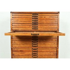 Antique Arts & Crafts Oak Flat File Cabinet by Hamilton, Circa 1900