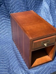 Wood Card Catalog File Drawer Desktop Organizer