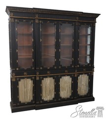 72980: HICKORY WHITE Regency Black & Gold Breakfront Bookcase