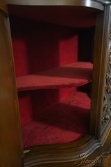 L73153: Vintage French Renaissance Carved Walnut China Cabinet