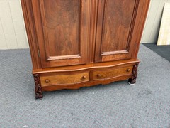 67752 Victorian Mahogany Wardrobe with Ornate Carvings and Drawers