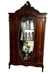 Display Cabinet, Armoire, Carved Wood, Mirror, Victorian / Antique, Early 1900s!