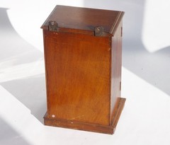 Edwardian Antique Oak Smokers Cabinet, Small Humidor Cabinet with Brass Details