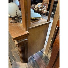 Massive Antique Oak Built-In Cabinet with Leaded Glass Doors