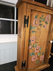 Vintage Wooden Cupboard Cabinet Hand Painted Floral Bathroom Storage
