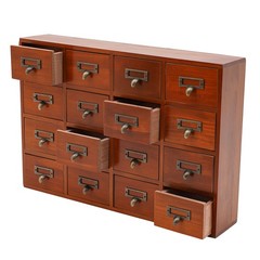 Vintage 16 Drawers Tabletop Library Card Catalog Cabinet Apothecary Storage Box