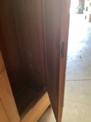 Antique Pine Two Door Wardrobe Cabinet With Removable Shelf & Bar Has Rack