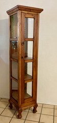 Vintage Solid Wood Tall Narrow Display Cabinet Farmhouse Decor