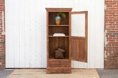 Slim Antique Teak Colonial Cabinet