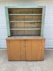 Antique Primitive Painted Shelf Cabinet Cupboard Pantry Country Kitchen 2 Piece