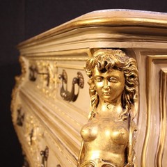 Italian chest of drawers furniture commode lacquered gold wood marble top 900