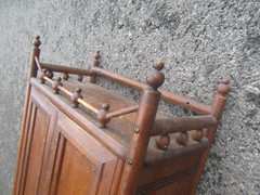 Antique Victorian Oak Stick & Ball Skeleton Key Medicine Cabinet Cupboard