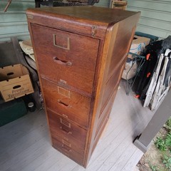 Antique Oak 4-Drawer Filing Cabinet Library Bureau for a Corner