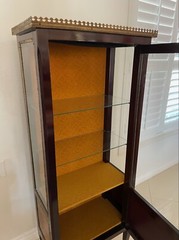 Antique 18th Century Curio Vitrine Wood Cabinet Hand Painted Signed Marina 1893
