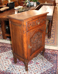 French Antique Carved Tiger Oak Louis XV Cabinet / Jam Cabinet