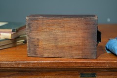 Antique Apothecary Cabinet Single Wood Drawer Hardware tool bin Cast Iron Pull
