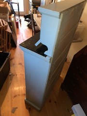 Antique Dental Cabinet Powder Blue Sea Foam Wood Painted Glass Black