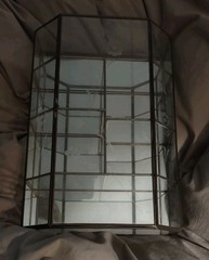 Vtg Mirrored Etched Glass and Brass Curio Cabinet Display Case 4 Shelf
