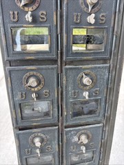 Antique Post Office Boxes Metal Cabinet Vintage United States P.O. Box 16 Door