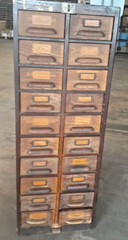 Antique 20 Drawer Lovely mitered Hardwood Wood Cabinet – USA -c