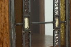 Arts & Crafts Antique Oak Display Bar Cabinet Leaded Glass #56542