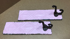 VTG Pair Decorative Tin Ceiling Metal Single Hook Wall Rack Plaque Old 407-26B