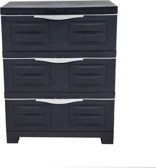 Sunnydaze 3-Tier Storage Cabinet with Drawers – Charcoal Organizer for Home & Of