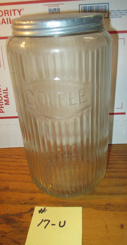 HOOSIER CABINET ORIGINAL COFFEE JAR w/ LID LISTING # 17-U
