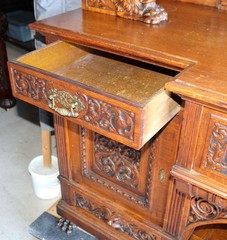 Antique Highly Carved Victorian Oak Sideboard – original finish