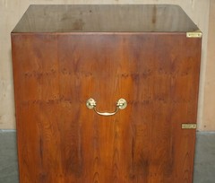 HARRODS LONDON REH KENNEDY MAHOGANY MILITARY CAMPAIGN TWO DRAWER FILING CABINET