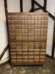 Library Card Catalogue Cabinet Large 72 drawer 1960s Antique Vintage Rare
