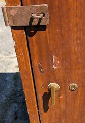 Antique Vintage 1920s-1930s Grain Painted Industrial Metal Locker Safe Cabinet