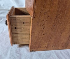 1800’s Antique Rare Birdseye Maple One Drawer Wall Hanging Fireplace Match Safe